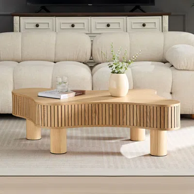Streamdale Furniture Streamdale Modern Wooden Drum Coffee Table
