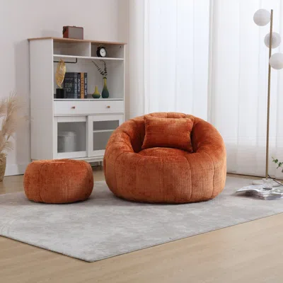 Streamdale Furniture Streamdale Modern Xl Round Bean Bag Chair W/ Footrest & Pillow