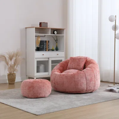Streamdale Furniture Streamdale Modern Xl Round Bean Bag Chair W/ Footrest & Pillow