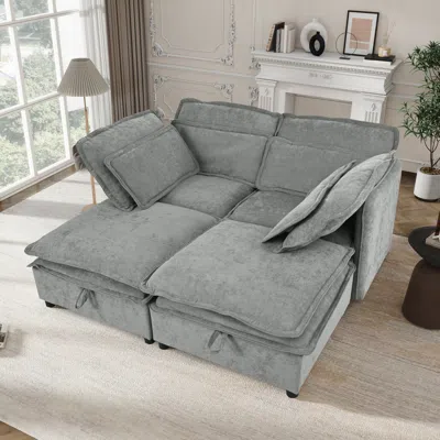 Streamdale Furniture Streamdale Modular 4-seater Sofa With Storage & Cushions In Gray