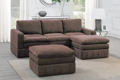 Streamdale Furniture Streamdale Modular 5 Piece Corner Sectional Set, Mink Morgan Fabric