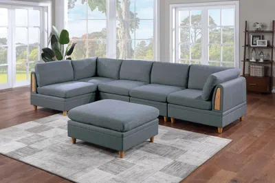 Streamdale Furniture Streamdale Modular 6 Piece Sectional Set With Ottoman In Gray