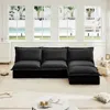 Streamdale Furniture Streamdale Modular Armless Sectional Sofa Couch With Ottoman - Black In Black