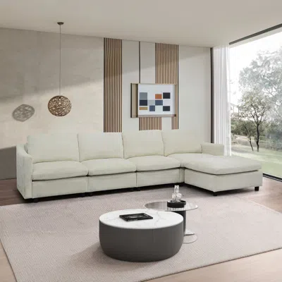 Streamdale Furniture Streamdale Modular Cloud Sofa, Ottoman & Pillows Modern Living Room Couch
