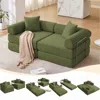 Streamdale Furniture Streamdale Modular Corduroy Sofa Bed - Green In Green