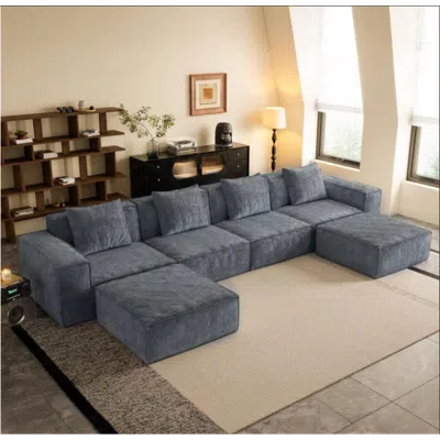 Streamdale Furniture Streamdale Modular Corduroy Sofa Bed With Footrests - Gray