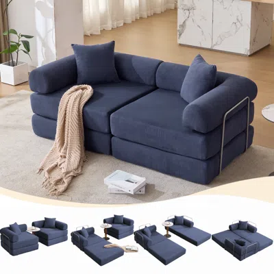 Streamdale Furniture Streamdale Modular Couch Sofa Bed For Apartment, Convertible Sofa Bed, Blue