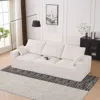 Streamdale Furniture Streamdale Modular L-shape Sofa: Wide Seat, Usb Charger, Ottoman, Chenille In White