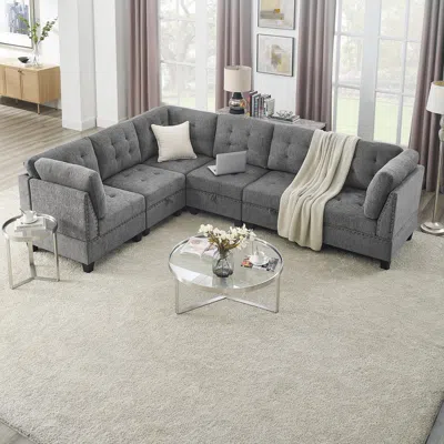 Streamdale Furniture Streamdale Modular L-shaped Sofa Set In Gray