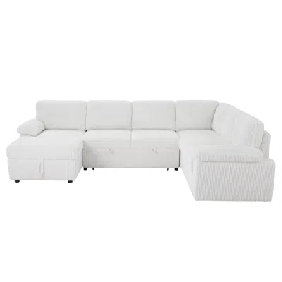 Streamdale Furniture Streamdale Modular Sectional Sleeper Sofa With Free L/u Shape In White
