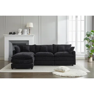 Streamdale Furniture Streamdale Modular Sectional Sofa, 3-seater Sofa With Ottoman, Modern L-shaped Sofa For Living Room 