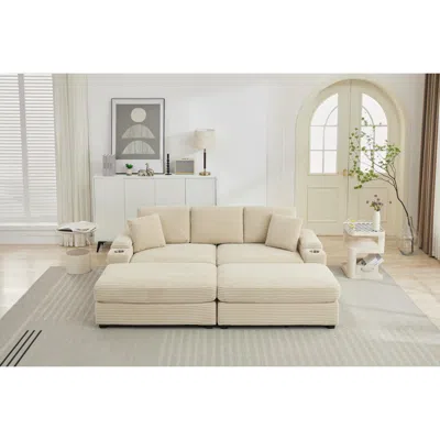 Streamdale Furniture Streamdale Modular Sectional Sofa Bed Set W/ Storage, Usb & Cup Holders