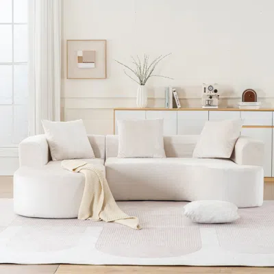 Streamdale Furniture Streamdale Modular Sectional Sofa L-shape Chaise Beige Corduroy