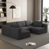 Streamdale Furniture Streamdale Modular Sectional Sofa Sleeper Couch W/ Chaise & Ottoman, Dark Grey (combo 3a+2b)