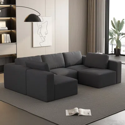 Streamdale Furniture Streamdale Modular Sectional Sofa Sleeper Couch W/ Chaise & Ottoman, Dark Grey (combo 3a+2b)