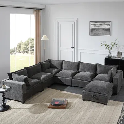 Streamdale Furniture Streamdale Modular Sectional Sofa With Ottoman - 7 Seat U Shaped Couch