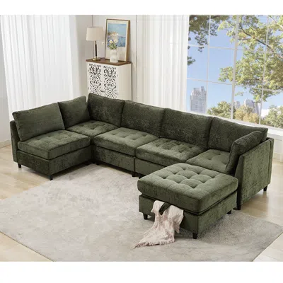Streamdale Furniture Streamdale Modular Sectional Sofa With Ottoman (6-seat U-shape)