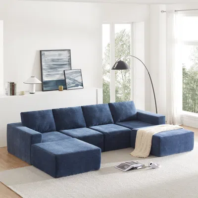Streamdale Furniture Streamdale Modular Sectional Sofa With Ottomans Chenille Comfort, No Assembly