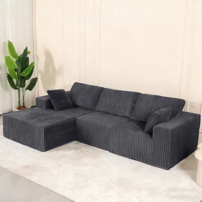 Streamdale Furniture Streamdale Modular Sectional Sofa With Pillow, Cloud Couch With Chaise, L-shape Sofa, Grey