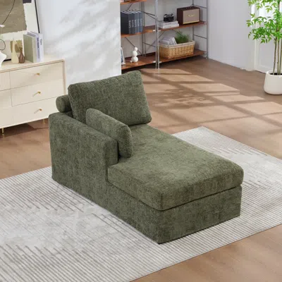 Streamdale Furniture Streamdale Modular Sofa Bed With Cushions - Chenille Fabric, Metal Legs - Green-l