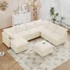 Streamdale Furniture Streamdale Modular Sofa Bed With Storage & Faux Double-layer Cushions