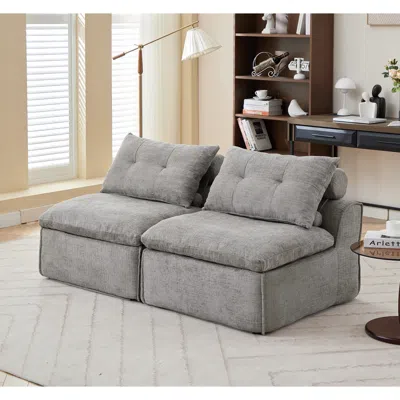 Streamdale Furniture Streamdale Modular Sofa, Chenille, Diy, Reading Nook, Light Gray