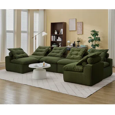 Streamdale Furniture Streamdale Modular Sofa No Arms, Corduroy, Neck Pillow, Lumbar Pillow, 6 Seats