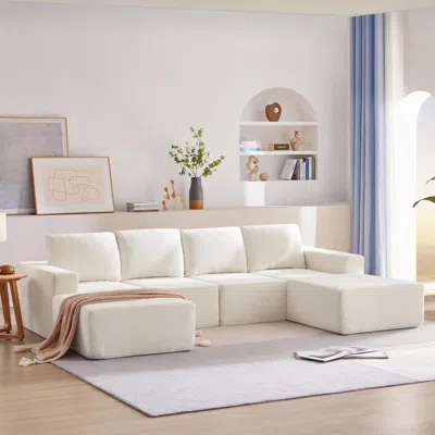 Streamdale Furniture Streamdale Modular U-shaped Chenille Sectional Sofa With Ottomans
