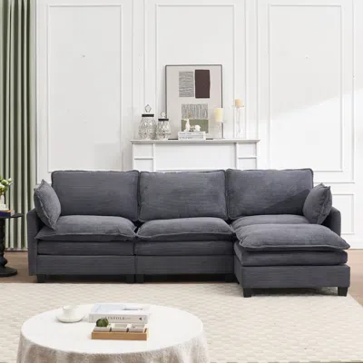 Streamdale Furniture Streamdale Modular Velvet U-shaped Sofa With Ottoman & Pillows
