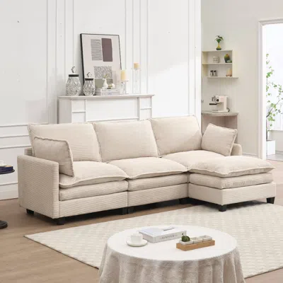 Streamdale Furniture Streamdale Modular Velvet U-shaped Sofa With Ottoman & Pillows