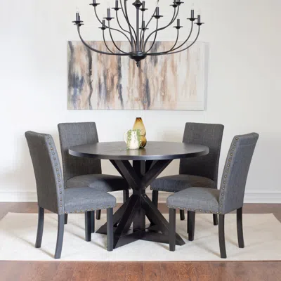 Streamdale Furniture Streamdale Moi 5-piece Dining Set, Cross-buck Dining Table With 4 Stylish Chairs