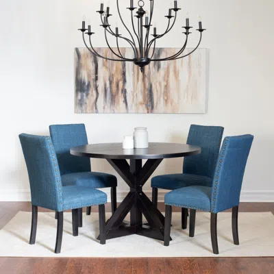 Streamdale Furniture Streamdale Moi 5-piece Dining Set, Cross-buck Dining Table With 4 Stylish Chairs