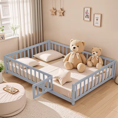 Streamdale Furniture Streamdale Montessori Floor Bed For Toddlers: Grey Wood