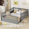 Streamdale Furniture Streamdale Montessori Floor Bed Frame With Fence - Gray In Gray
