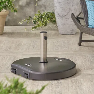 Streamdale Furniture Streamdale Mota Umbrella Base 132 Lbs Concrete With Stainless Steel Collar