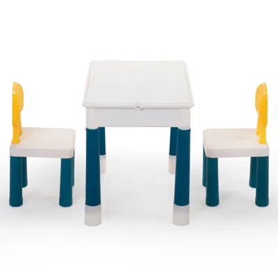 Streamdale Furniture Streamdale Multi Functional Rectangular Block Table - Gray Yellow (with Diy Blocks) In White