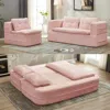 Streamdale Furniture Streamdale Multi-functional Sectional Sofa Bed With Chaise Lounge, King Size, Baby Pink