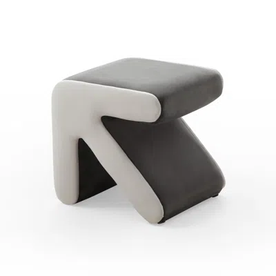 Streamdale Furniture Streamdale Multifaceted Velvet Ottoman For Living Room In Gray