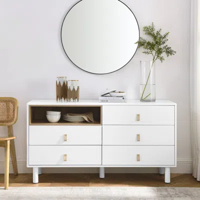 Streamdale Furniture Streamdale Multifunctional 5-drawer Cabinet With Leather Handles