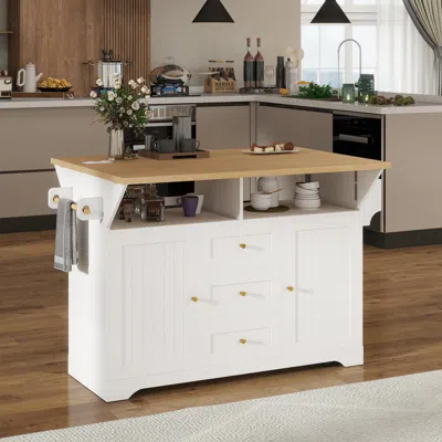 Streamdale Furniture Streamdale Multifunctional Extendable Kitchen Island Cart With Outlet & Wheels