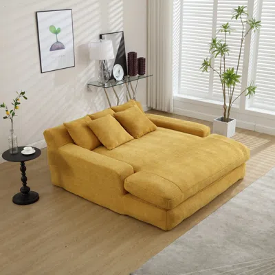 Streamdale Furniture Streamdale Mustard 2-seater Chenille Sofa With Pillows