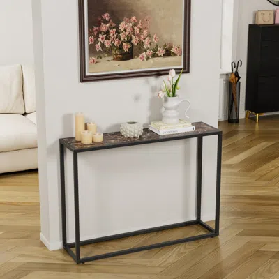 Streamdale Furniture Streamdale Narrow Console Table - Industrial Brown & Black