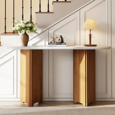 Streamdale Furniture Streamdale Narrow Console Table, Faux Marble Top, Entryway Table