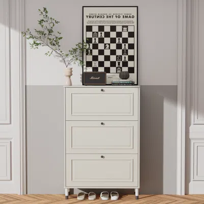 Streamdale Furniture Streamdale Narrow Shoe Cabinet With Flip Drawers