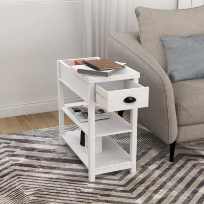 Streamdale Furniture Streamdale Narrow Sided Table With Drawers And Bottom Partition In Flip Over