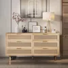 Streamdale Furniture Streamdale Natural Rattan Dresser With Ample Storage And Anti-tip Safety