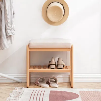 Streamdale Furniture Streamdale Natural Solid Wood Shoe Bench In Neutral