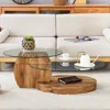 Streamdale Furniture Streamdale Natural Wood Grain Double Layer Coffee Table