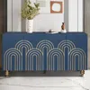 Streamdale Furniture Streamdale Navy Blue Fluted Sideboard Buffet With 4 Doors