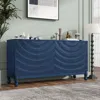 Streamdale Furniture Streamdale Navy Blue Sideboard With Wavy Doors & Arched Groove Design